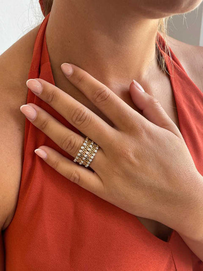 Anillo SUTTGART y pulsera en brillantes de oro amarillo-blanco 18 ktes
