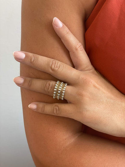Anillo SUTTGART y pulsera en brillantes de oro amarillo-blanco 18 ktes