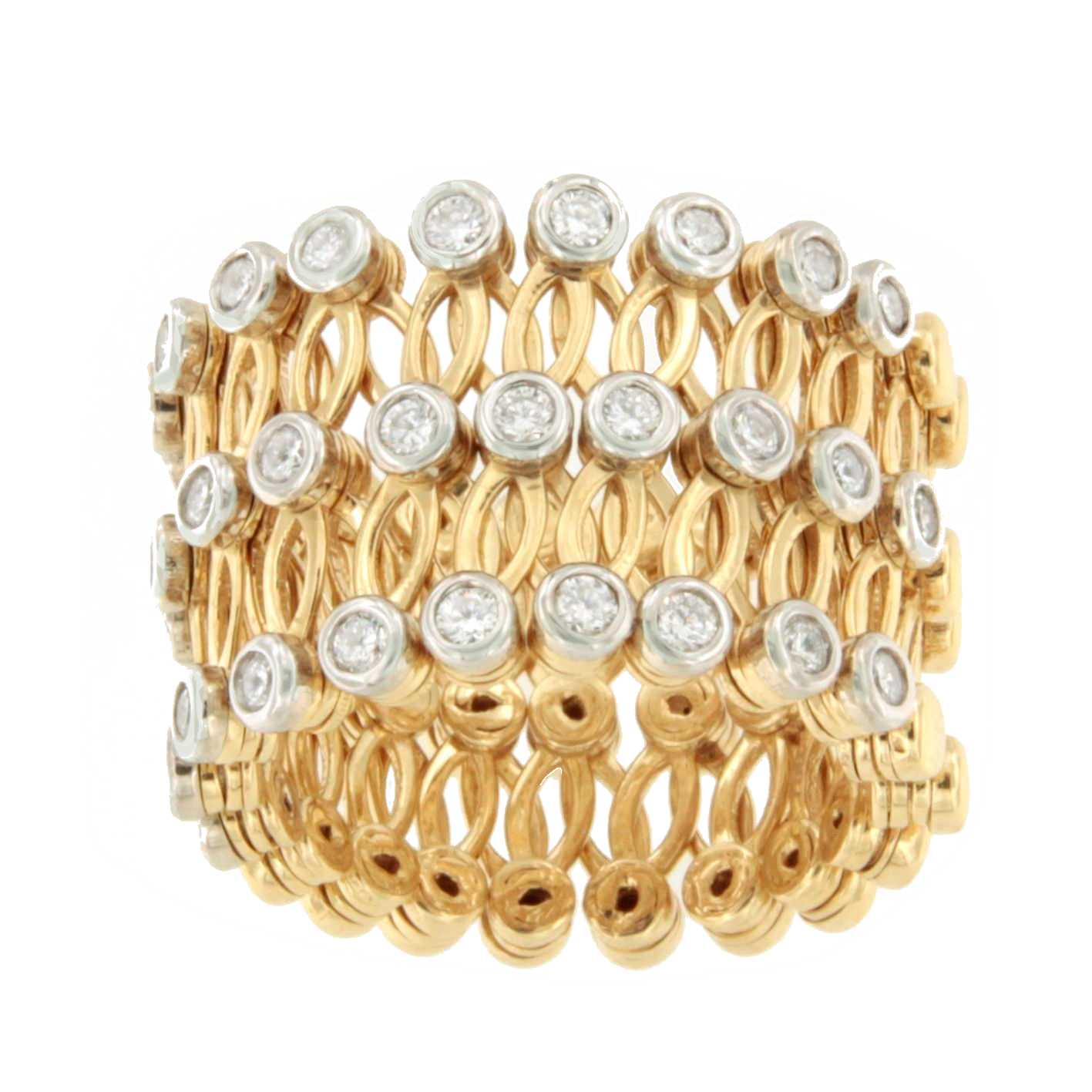 Anillo SUTTGART y pulsera en brillantes de oro amarillo-blanco 18 ktes