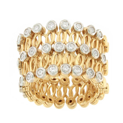 Anillo SUTTGART y pulsera en brillantes de oro amarillo-blanco 18 ktes