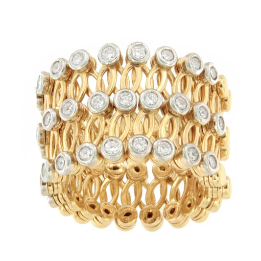 Anillo SUTTGART y pulsera en brillantes de oro amarillo-blanco 18 ktes