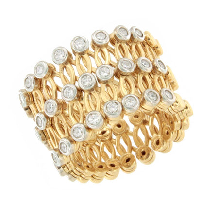 Anillo SUTTGART y pulsera en brillantes de oro amarillo-blanco 18 ktes