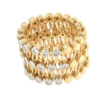 Anillo SUTTGART y pulsera en brillantes de oro amarillo-blanco 18 ktes
