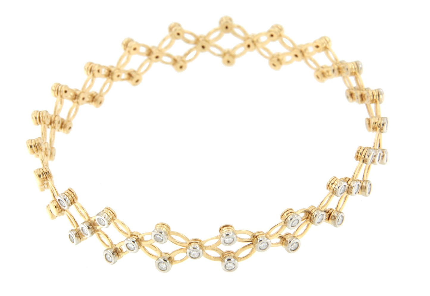Anillo SUTTGART y pulsera en brillantes de oro amarillo-blanco 18 ktes