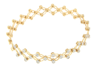 Anillo SUTTGART y pulsera en brillantes de oro amarillo-blanco 18 ktes
