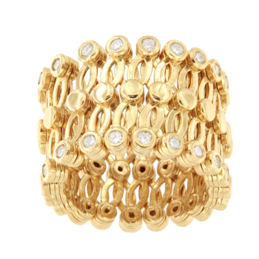 Anillo OLMEDO y pulsera en brillantes de oro amarillo 18 ktes