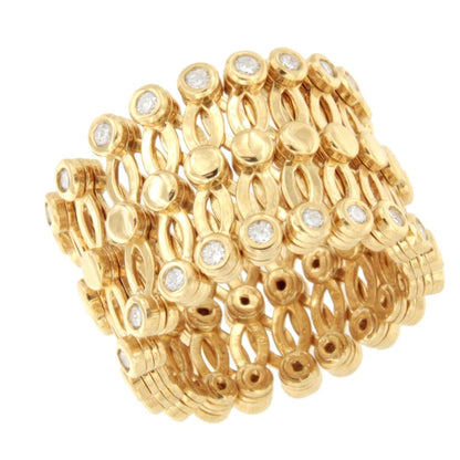 Anillo OLMEDO y pulsera en brillantes de oro amarillo 18 ktes