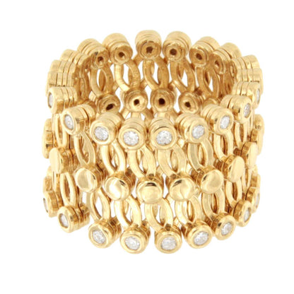 Anillo OLMEDO y pulsera en brillantes de oro amarillo 18 ktes