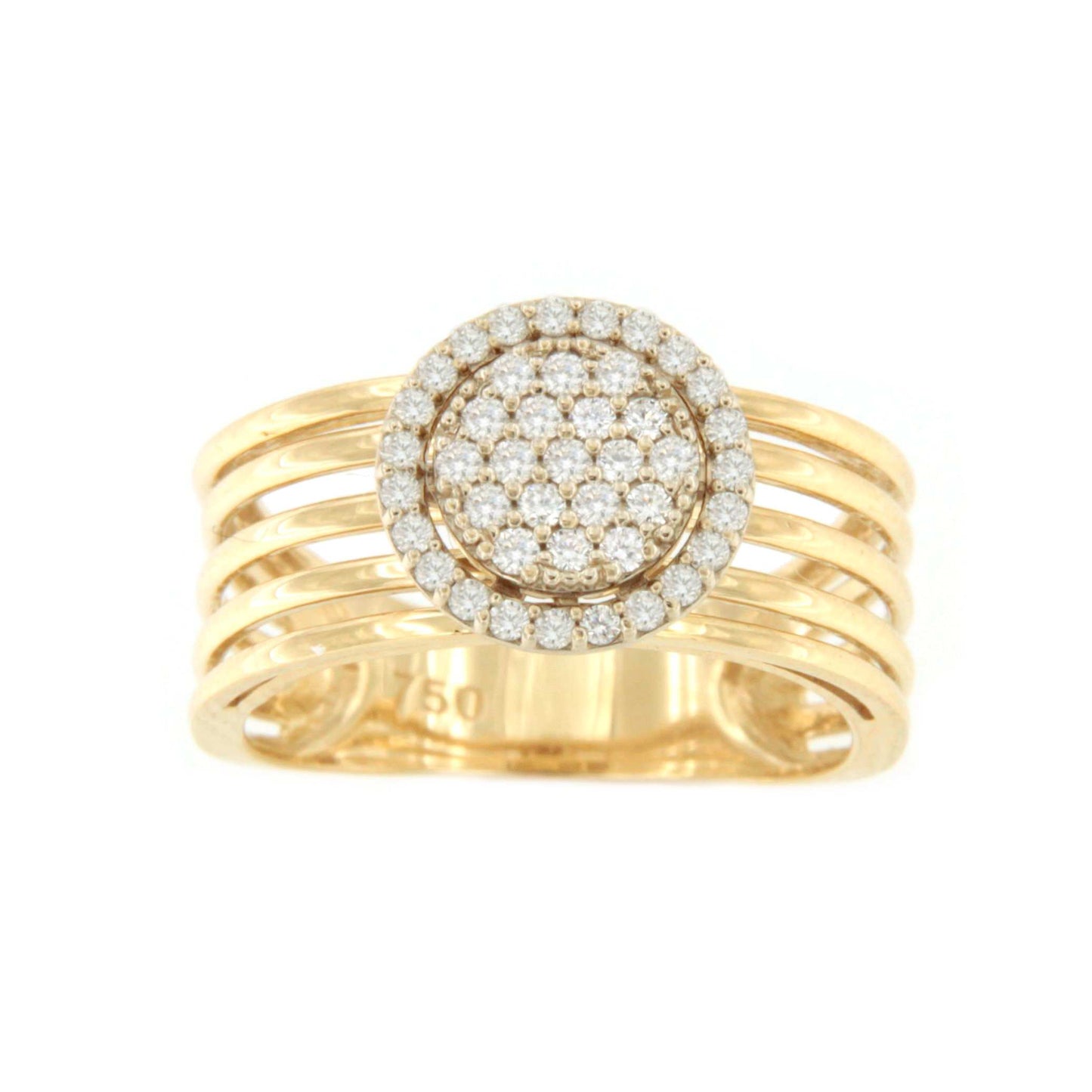 Anillo MADROÑO centro con orla en brillantes en oro amarillo 18 ktes