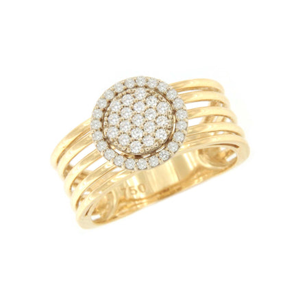 Anillo MADROÑO centro con orla en brillantes en oro amarillo 18 ktes