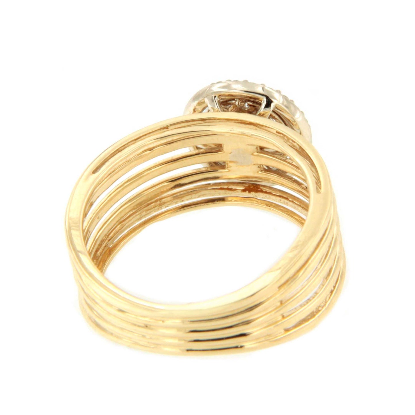 Anillo MADROÑO centro con orla en brillantes en oro amarillo 18 ktes