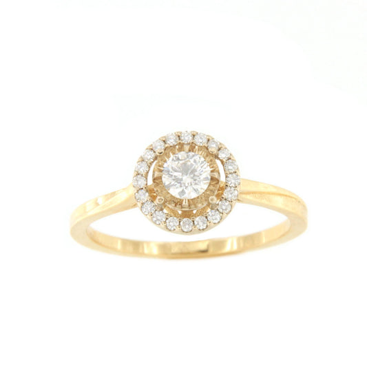 Anillo CARDIFF solitario roseta con diamantes en oro amarillo de 18 ktes.