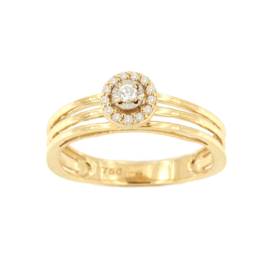 SAROY solitaire ring with diamond rosette in 18k yellow gold
