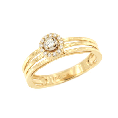 SAROY solitaire ring with diamond rosette in 18k yellow gold