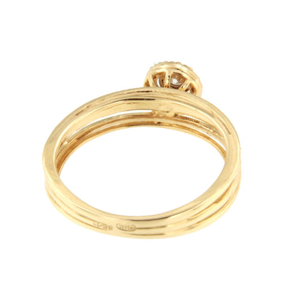 SAROY solitaire ring with diamond rosette in 18k yellow gold