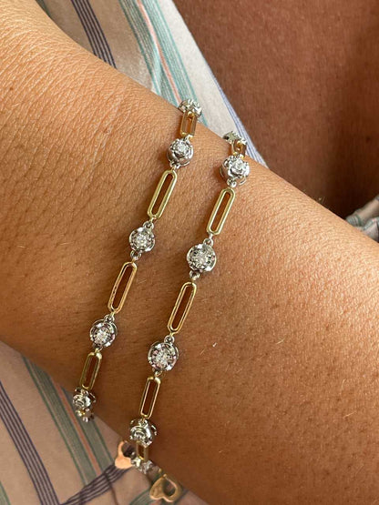 Pulsera ARONIA en oro blanco y amarillo de 18 ktes con brillantes