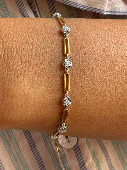 Pulsera ARONIA en oro blanco y amarillo de 18 ktes con brillantes