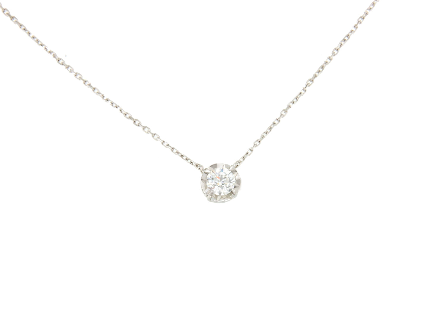 Cadenita LINZ de oro blanco de 18 Kilates con solitario de brillante.