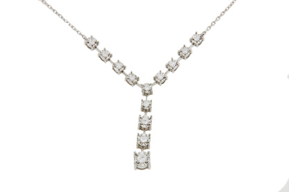 Gargantilla LIBERIA con chorrera tipo riviere de brillantes en oro blanco 18 ktes