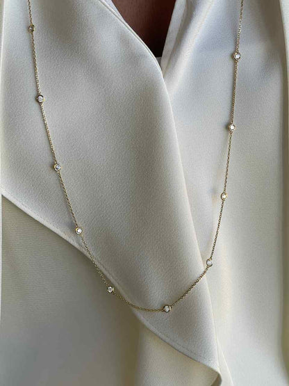 GUINEA long chain with brilliant-cut diamond settings in 18k yellow gold