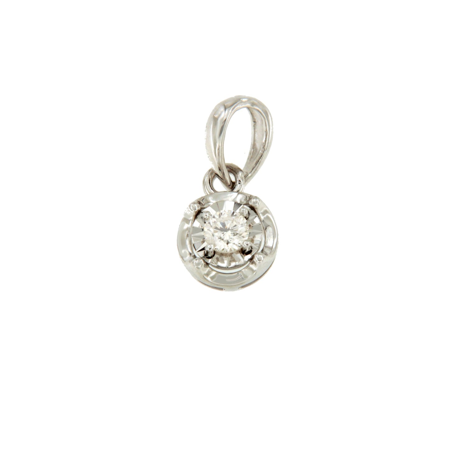 ALGUER pendant, 18k white gold charm with brilliant illusion view.