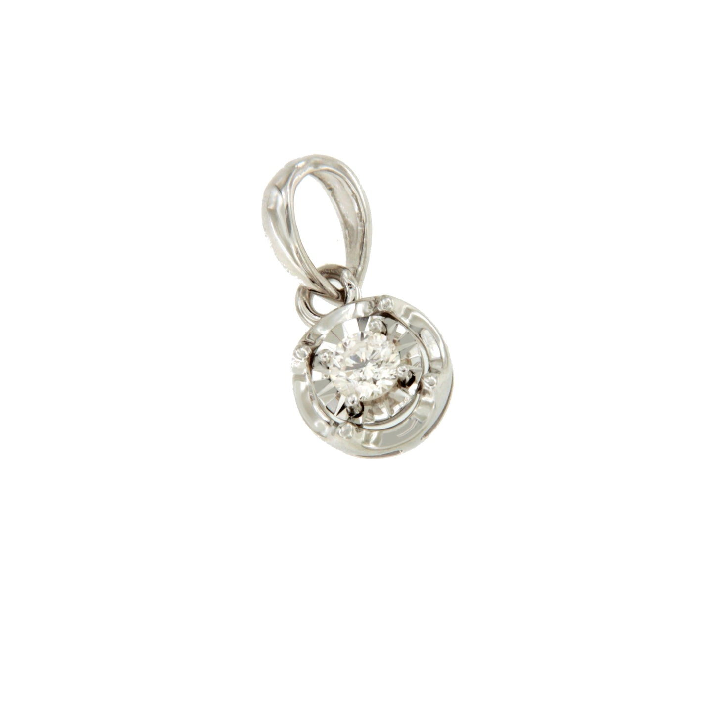 ALGUER pendant, 18k white gold charm with brilliant illusion view.