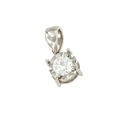 BATH pendant, 18k white gold charm with brilliant illusion view.