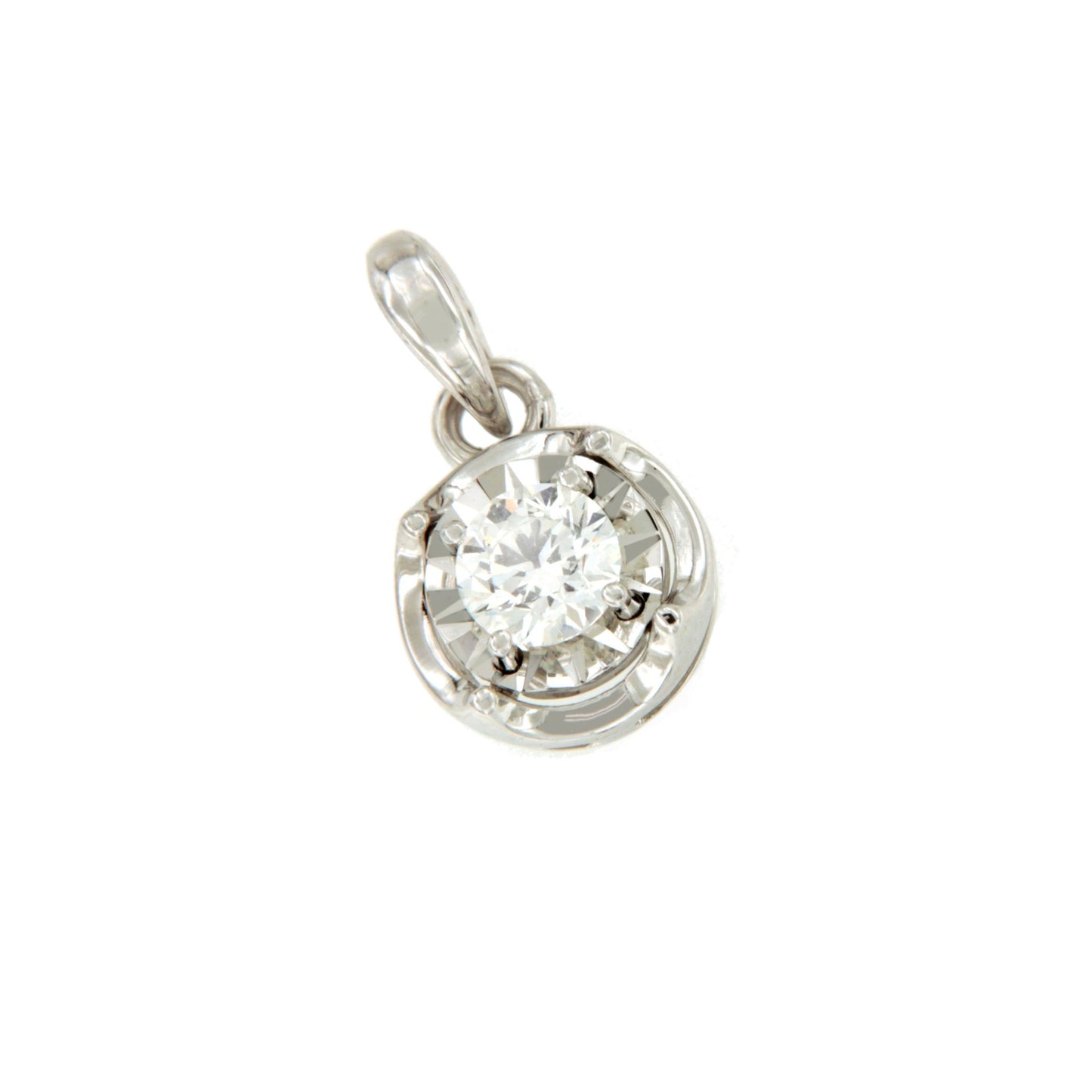 ALGUER pendant, 18k white gold charm with brilliant illusion view.