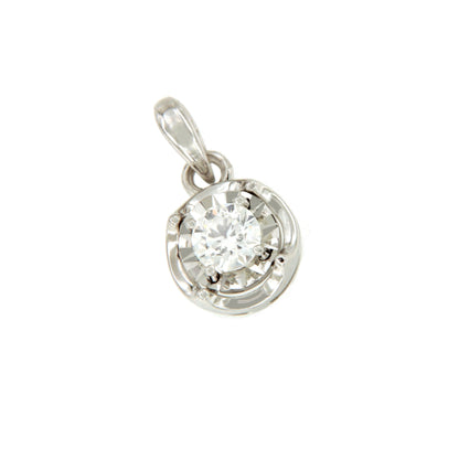 ALGUER pendant, 18k white gold charm with brilliant illusion view.