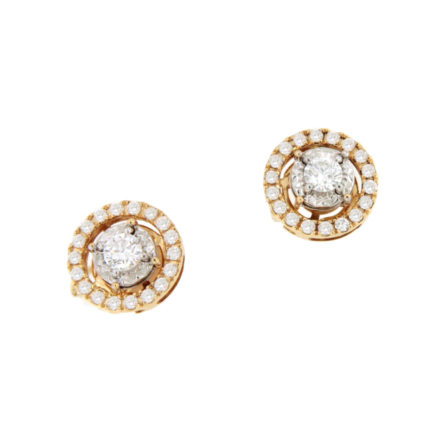 MUNICH detachable earrings in 18k yellow and white gold with diamonds.