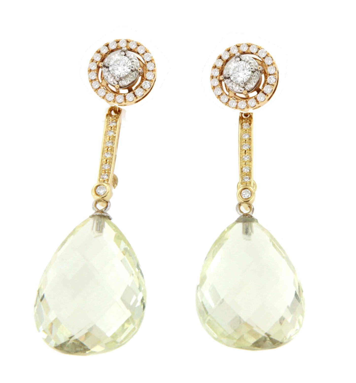 MUNICH detachable earrings in 18k yellow and white gold with diamonds.