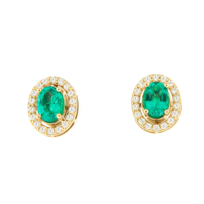 Pendiente NOURO desmontables oro amarillo 18 ktes zafiros o esmeraldas y brillantes.