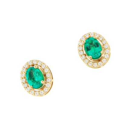 Pendiente NOURO desmontables oro amarillo 18 ktes zafiros o esmeraldas y brillantes.