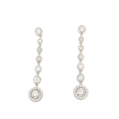 LIBIA long rosette diamond earrings in 18-karat white gold
