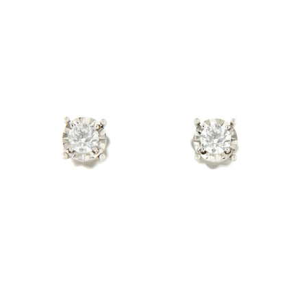 GUANA stud earrings with diamond studs and claw setting in 18k white gold.