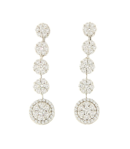 Pendiente KIMBERLEY largo oro blanco de 18 ktes con rosetas de brillantes.