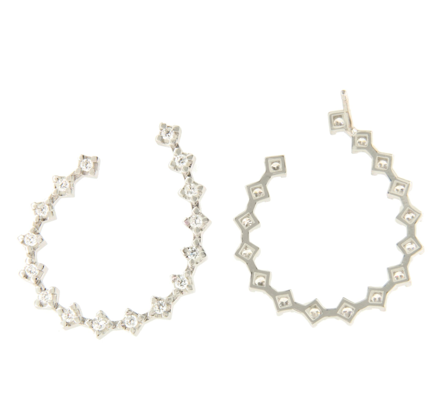 WINDSOR open hoop earring in 18k white gold with diamonds