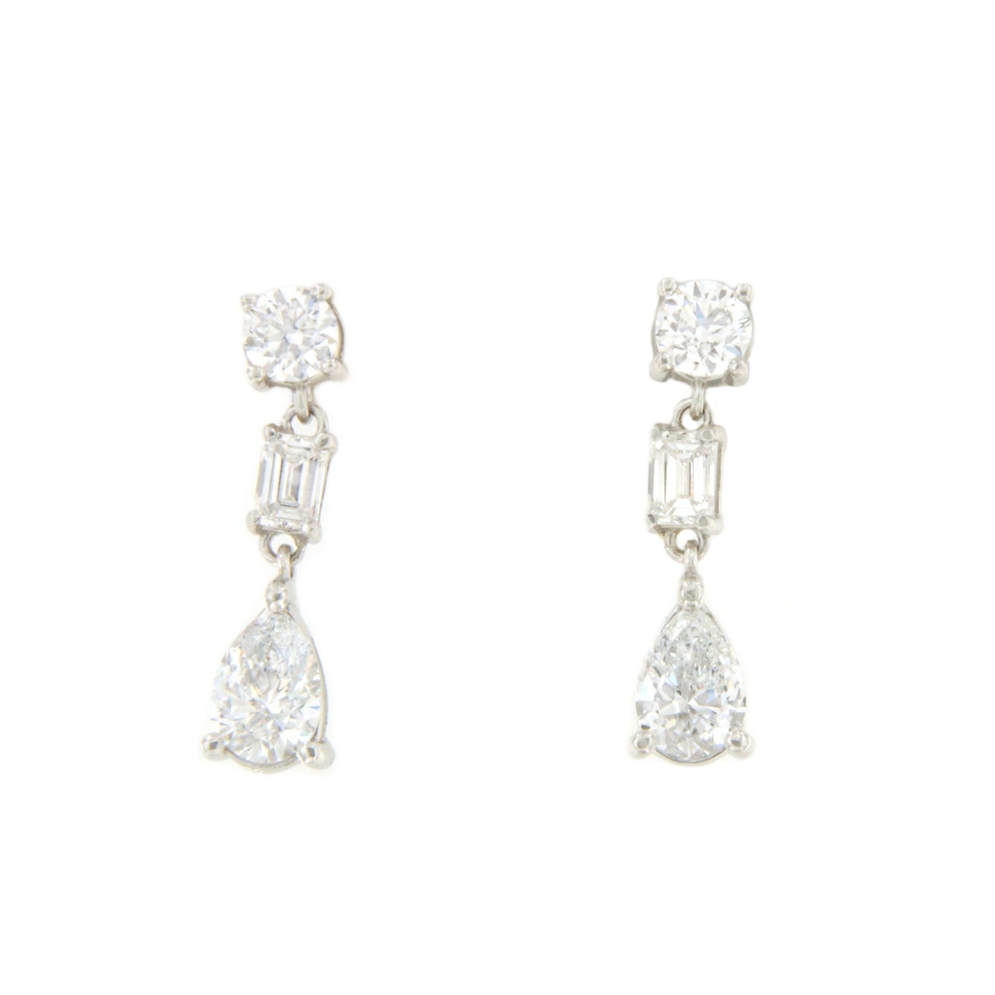 LIBIA long rosette diamond earrings in 18-karat white gold