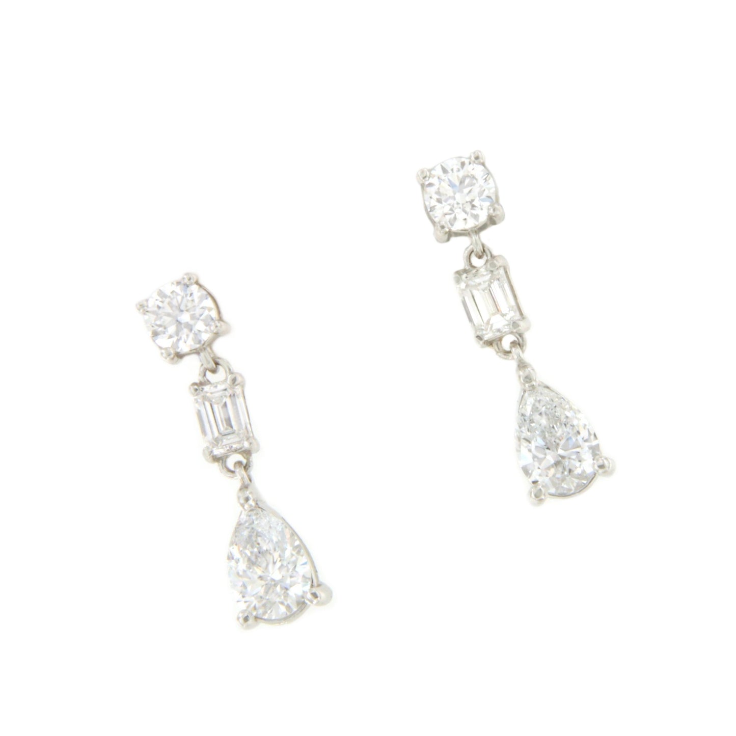 LIBIA long rosette diamond earrings in 18-karat white gold