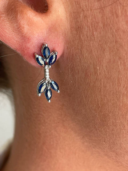 INARI marquise sapphires and diamonds earrings in 18k white gold