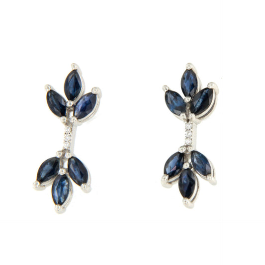 INARI marquise sapphires and diamonds earrings in 18k white gold