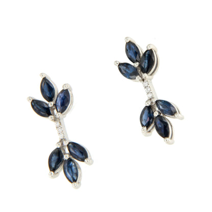 INARI marquise sapphires and diamonds earrings in 18k white gold