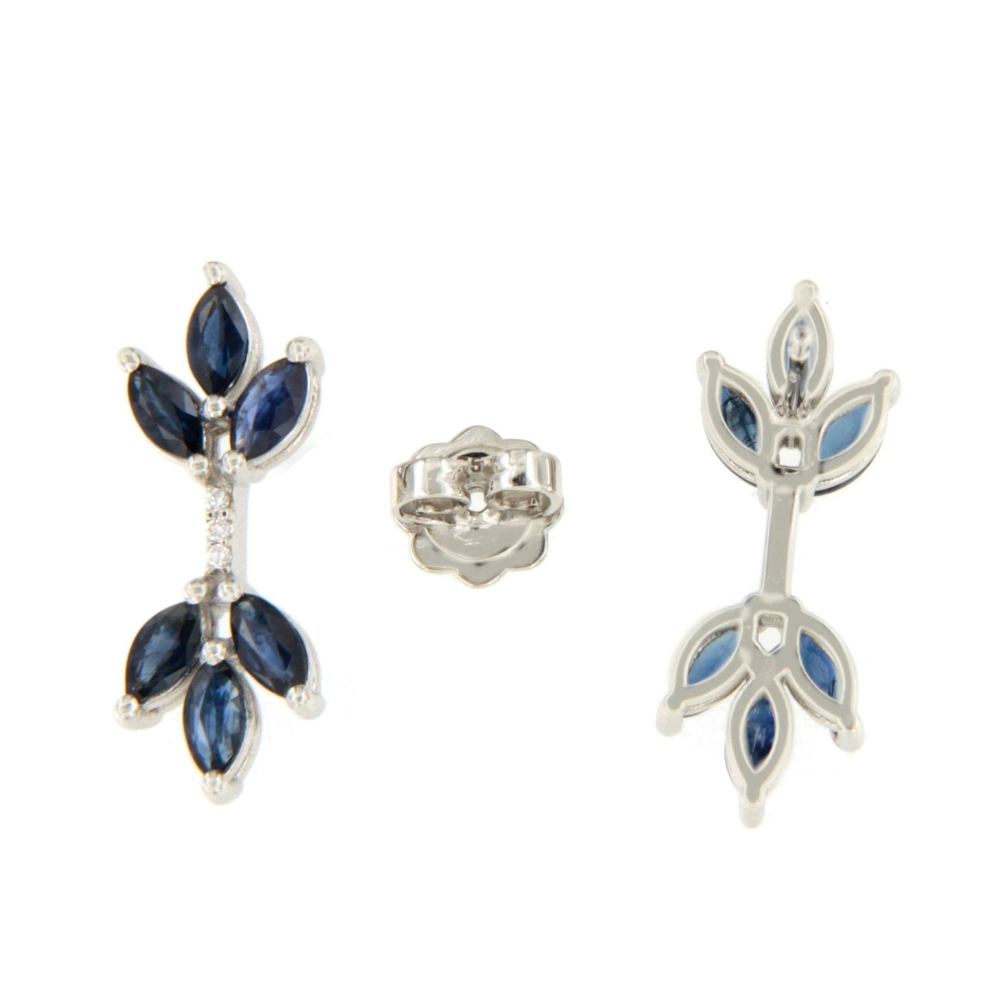 INARI marquise sapphires and diamonds earrings in 18k white gold