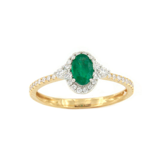 Anillo YANTEN roseta esmeralda o rubie con brillantes oro blanco o amarillo 18 ktes