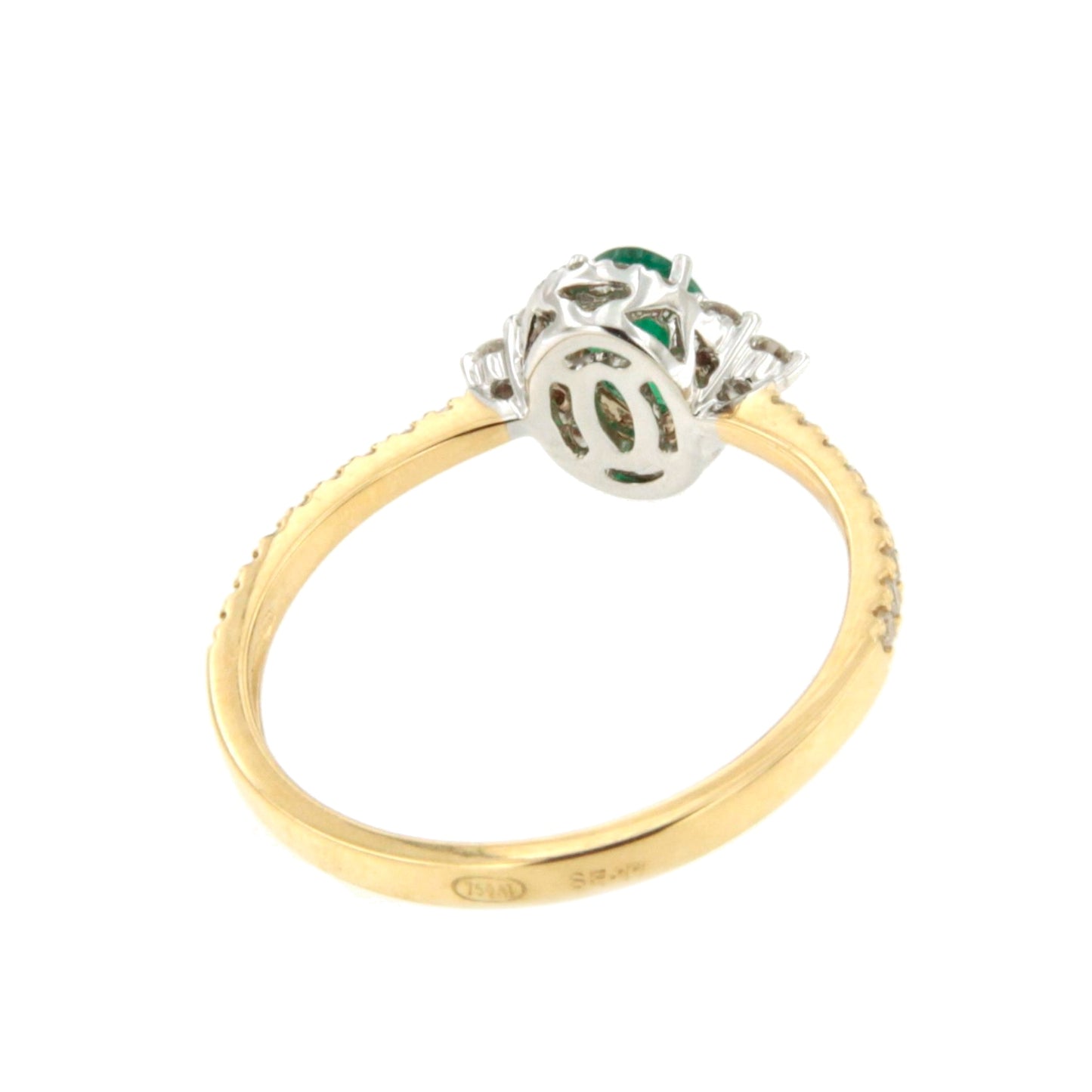 Anillo YANTEN roseta esmeralda o rubie con brillantes oro blanco o amarillo 18 ktes