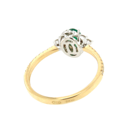 Anillo YANTEN roseta esmeralda o rubie con brillantes oro blanco o amarillo 18 ktes