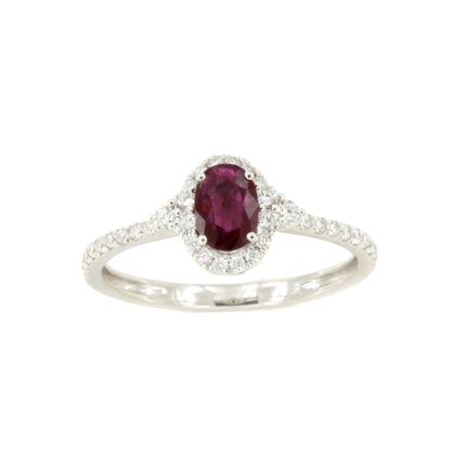 Anillo YANTEN roseta esmeralda o rubie con brillantes oro blanco o amarillo 18 ktes
