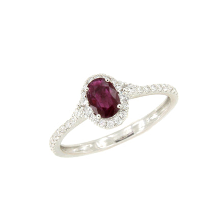 Anillo YANTEN roseta esmeralda o rubie con brillantes oro blanco o amarillo 18 ktes