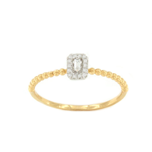 Anillo JAMBOLAN fino centro con diamantes en oro amarillo de 18 ktes