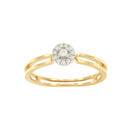 Anillo IMBU doble brazo centro con diamantes en oro amarillo de 18 ktes